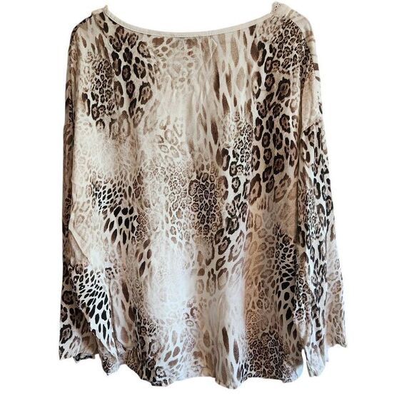 Gigi Moda Blouse Tunic Top Womens XL Leopard Animal Print Italy Handmade Boho Ey - Picture 2 of 5